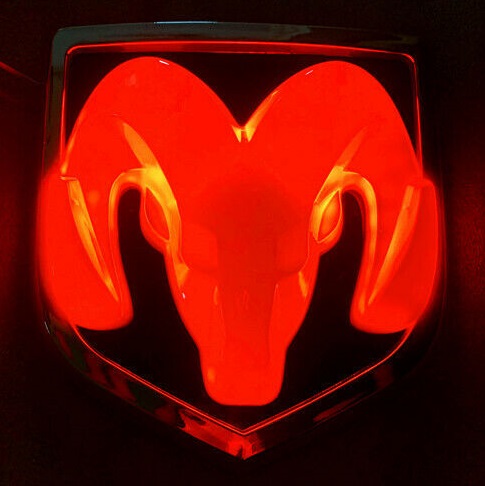 LED Red Rear Ram Head Emblem 09-18 Dodge Ram, 19-up Classic - Click Image to Close